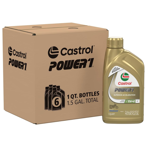 6-Pack Castrol Power1 4T 10W-40 Full Synthetic Motorcycle Oil, 1qt
