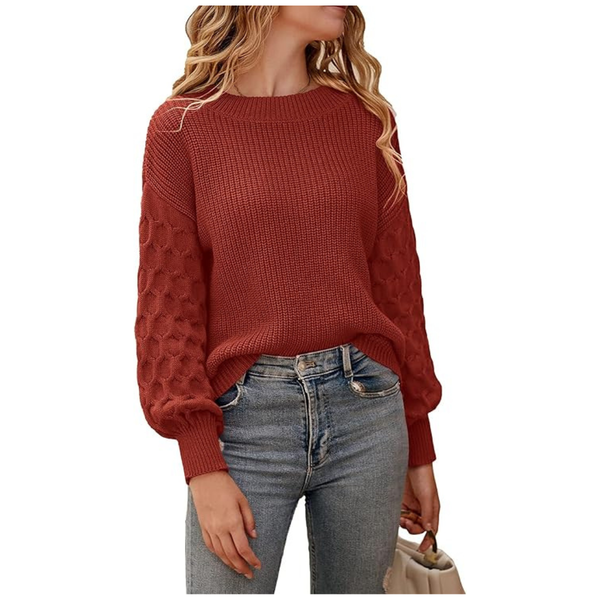 Women's Casual Long Sleeve Loose Chunky Knit Pullover Sweater