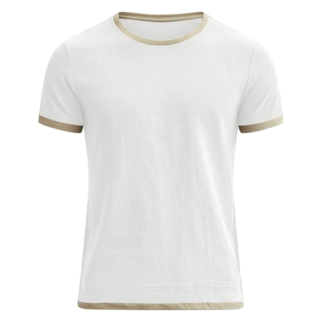 Men's Cotton Short Sleeve Crewneck Linen T-Shirt