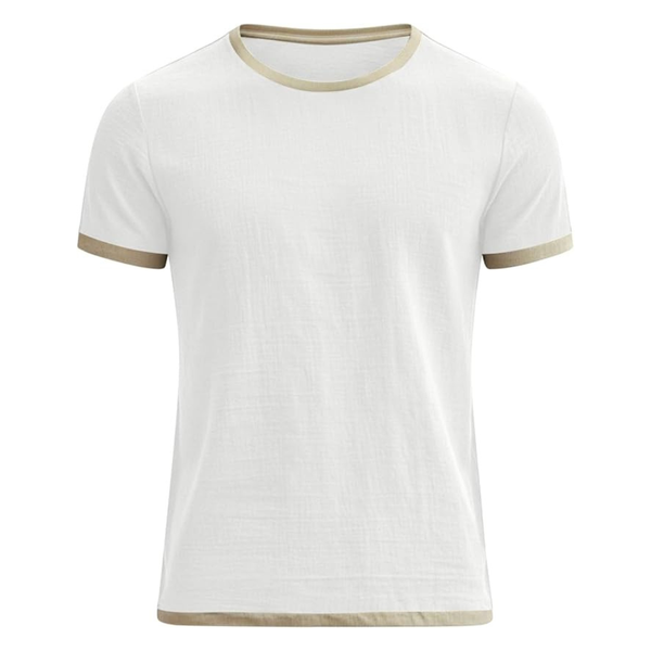 Men's Cotton Short Sleeve Crewneck Linen T-Shirt