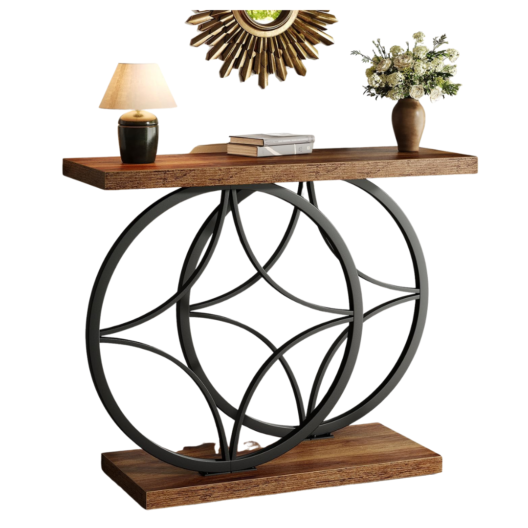 39.4" Industrial Console Table With Anti-Tilt Design