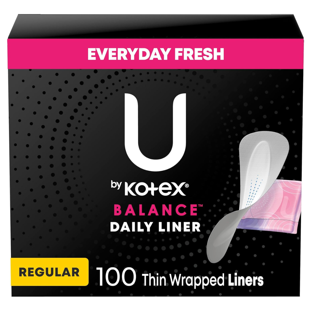 100-Ct U by Kotex Balance Daily Regular Length Liners (Light Absorbency)