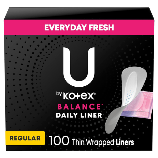 100-Ct U by Kotex Balance Daily Regular Length Liners (Light Absorbency)