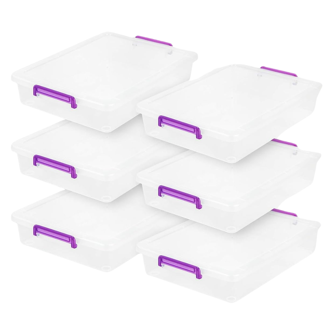 6-Pack 6 Qt. Plastic Storage Container Bins With Lids