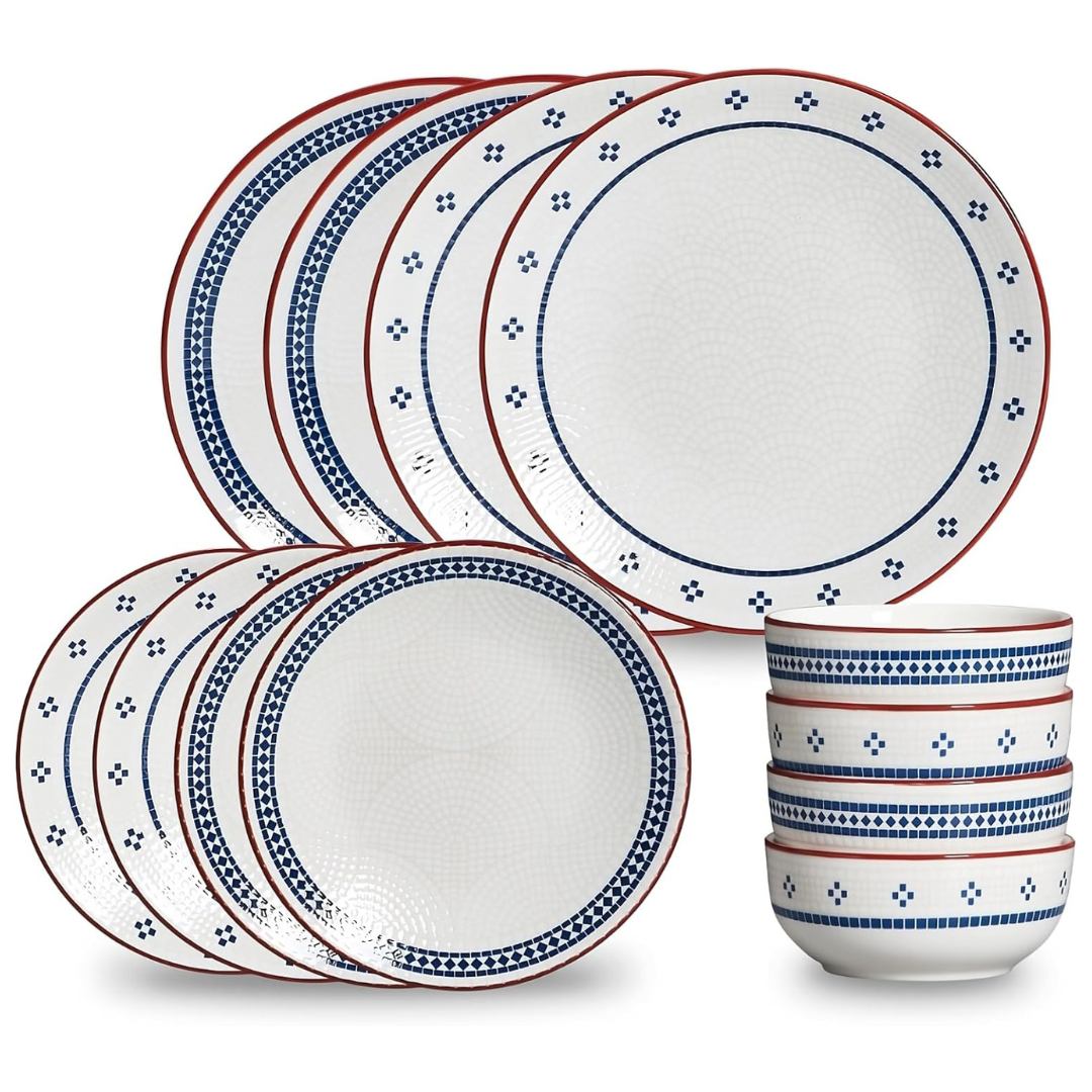 12-Piece Jodevi Stoneware Dinnerware Set For 4