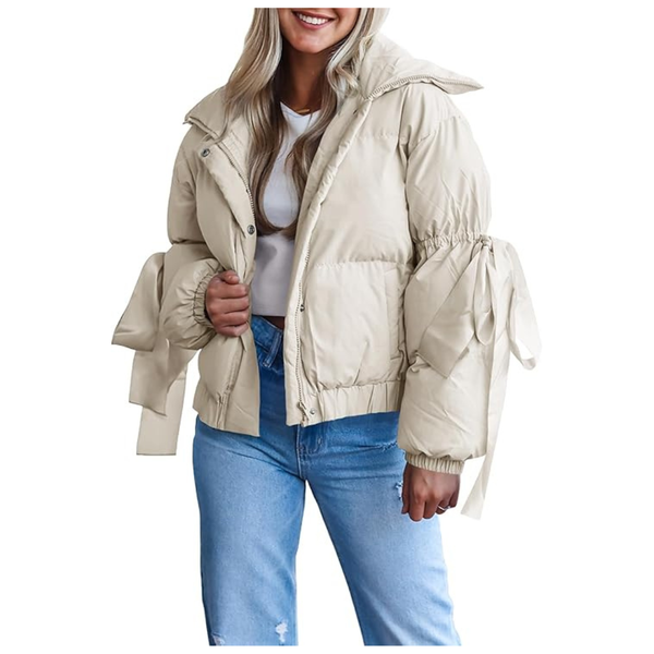 Women's Bow Puffer Winter Warm Cropped Quilted Jackets (Various)