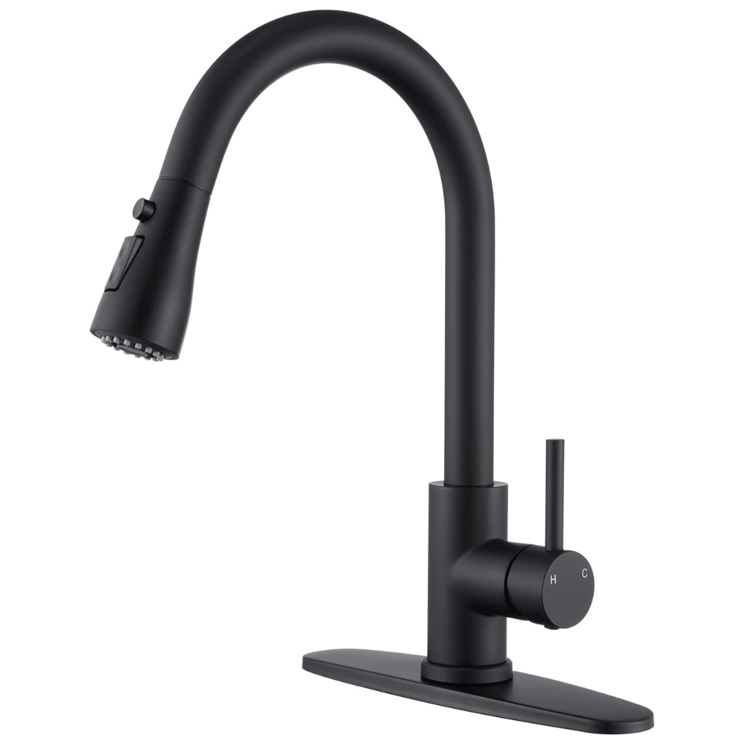 Aiodzlfd Matte Black Kitchen Faucet With Pull-Down Sprayer