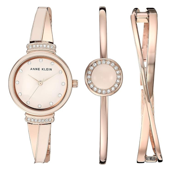 Anne Klein Women's Premium Crystal Accented Watch And Bangle Set