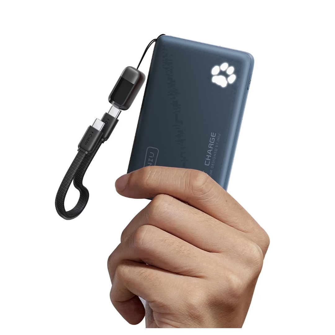 INIU 10000mAh 45W USB-C/A PD Power Bank W/ USB-C Lanyard Cable