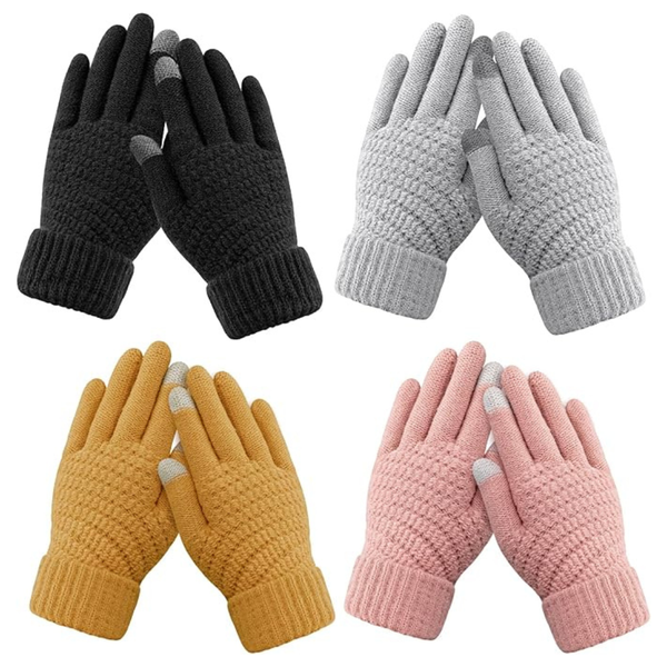 4-Pairs Women's Warm Soft Touchscreen Winter Gloves
