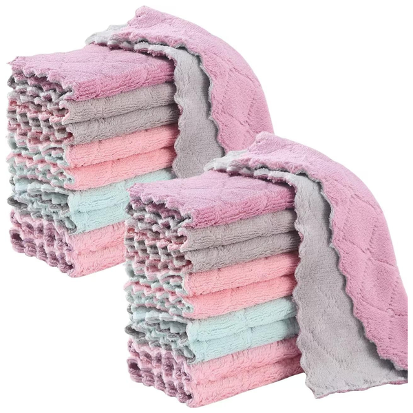 20-Pack Kitchen Super Soft and Absorbent Coral Fleece Dish Towels