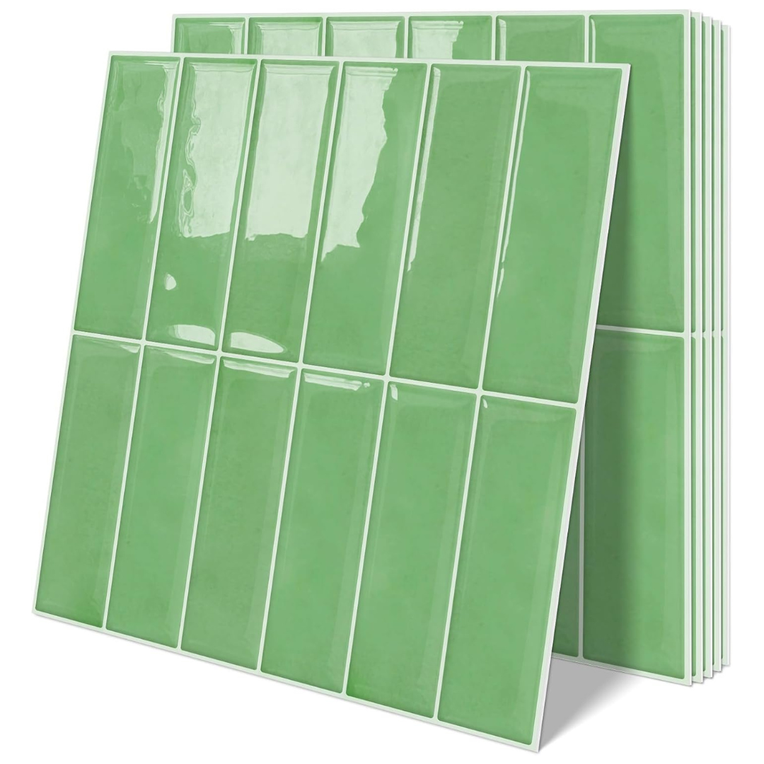 10-Sheet Sage Peel & Stick Backsplash Self Adhesive Wall Tiles
