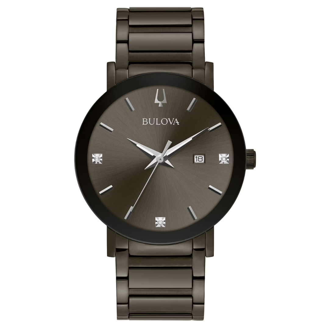 Bulova Men's Gray Stainless Steel Diamond Watch