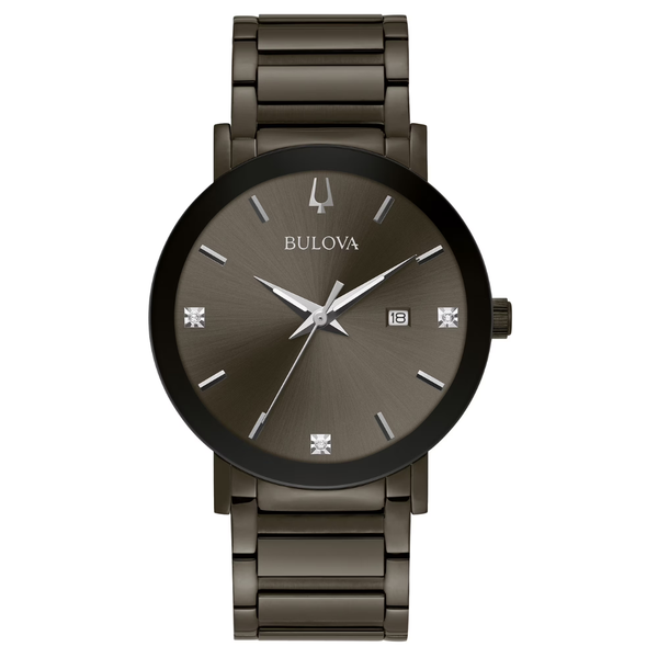 Bulova Men's Gray Stainless Steel Diamond Watch