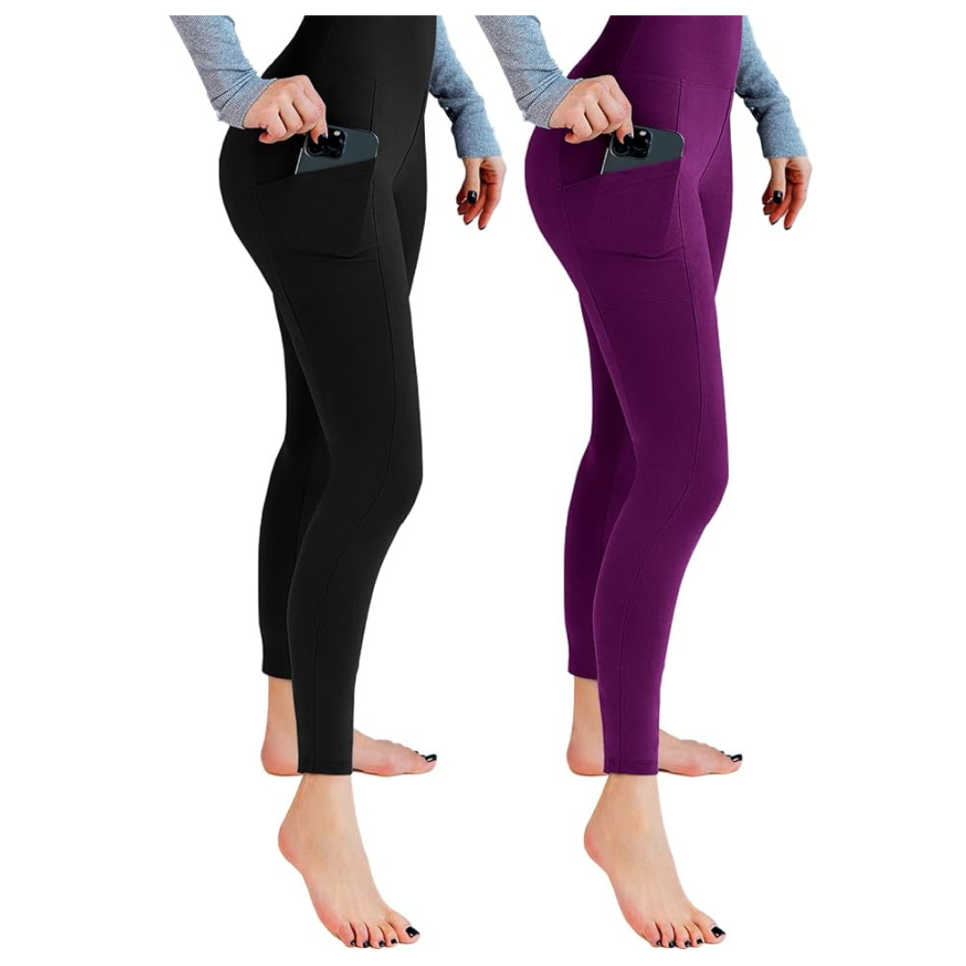2-Pack High Waisted Tummy Control Leggings With Pockets