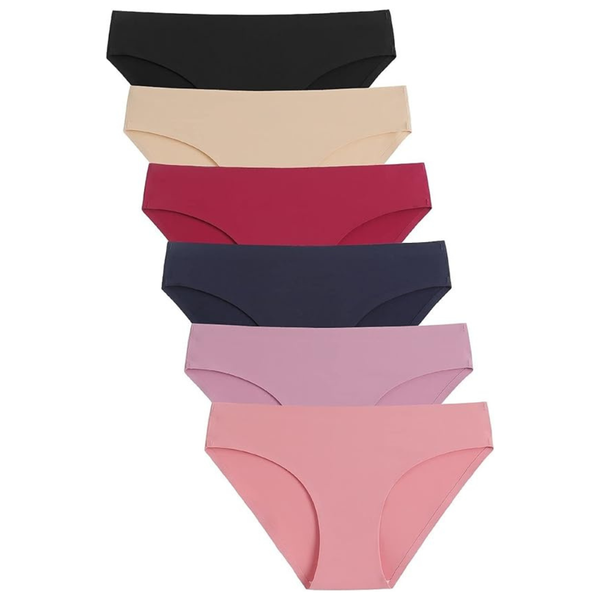 6-Pack Women's Seamless No Show Stretch Bikini Panties