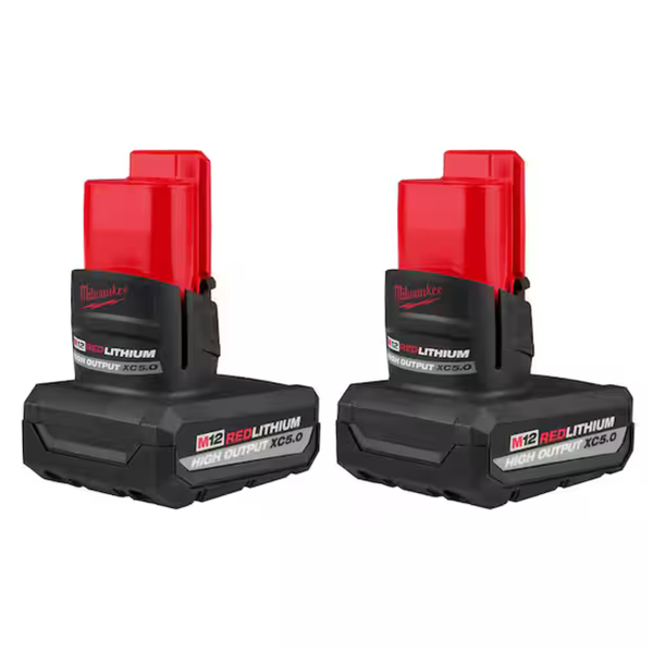 2-Pack Milwaukee M12 12V Lithium-Ion XC High Output 5 Ah Battery