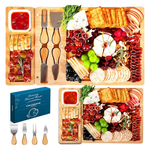 Easoger Large Bamboo Charcuterie Board With Drawers & 2 Ceramic Bowls