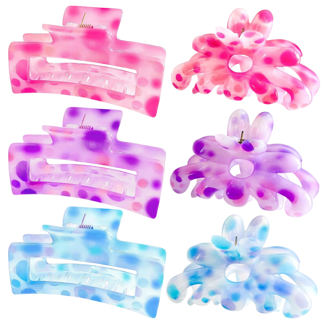 6-Piece Women's Big Flower Claw Clips