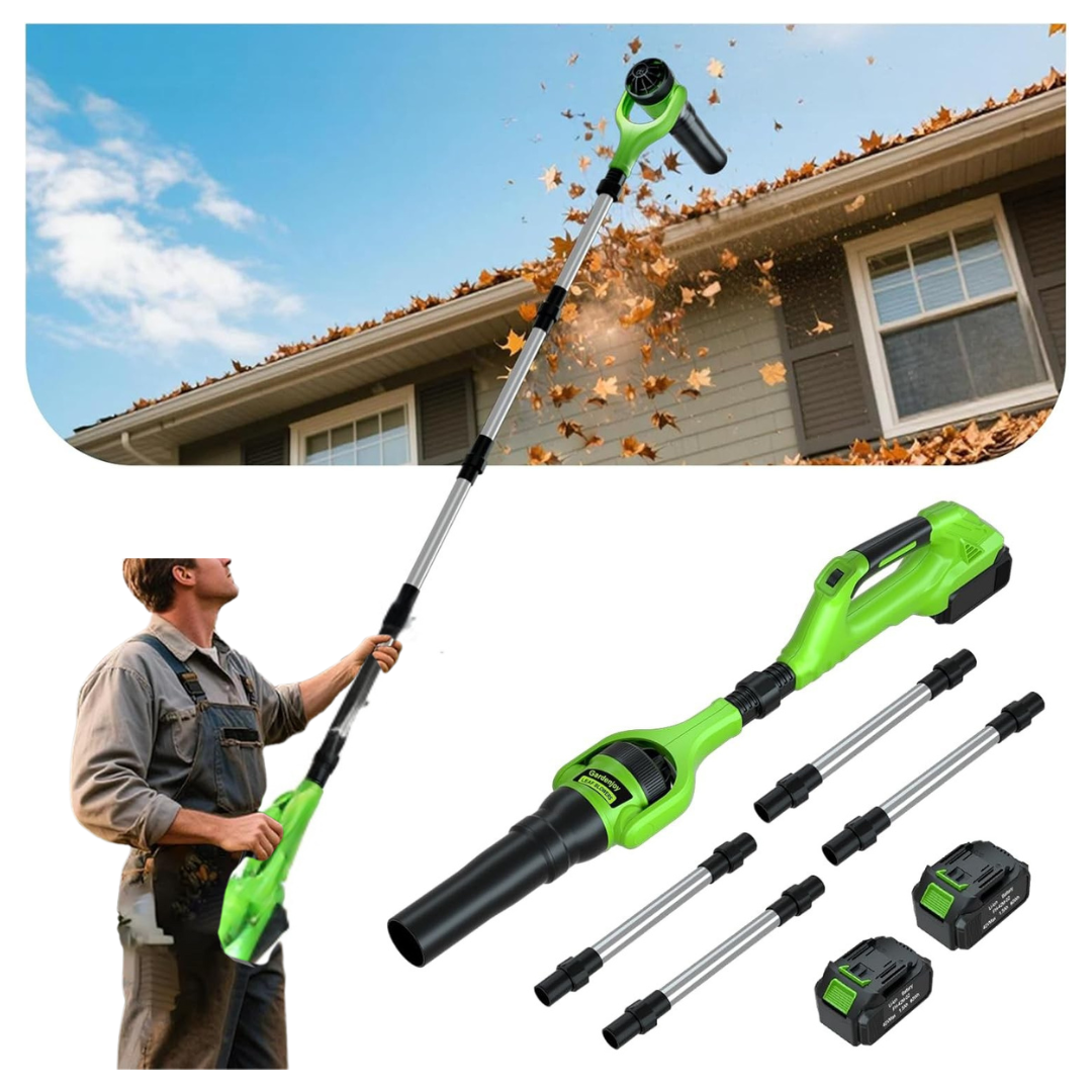 Hooseen 21V Cordless Leaf Blowers W/ 2 Battery & Adjustable Pole