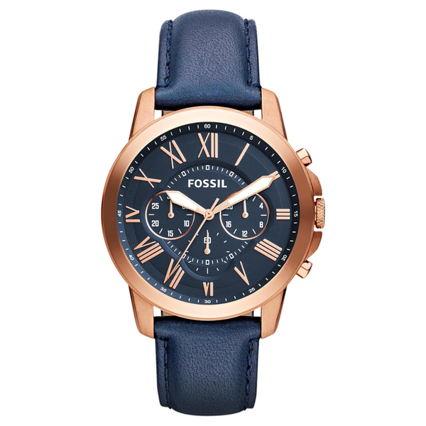Fossil Men's Grant 44mm Quartz Stainless Steel & Leather Chronograph Watch