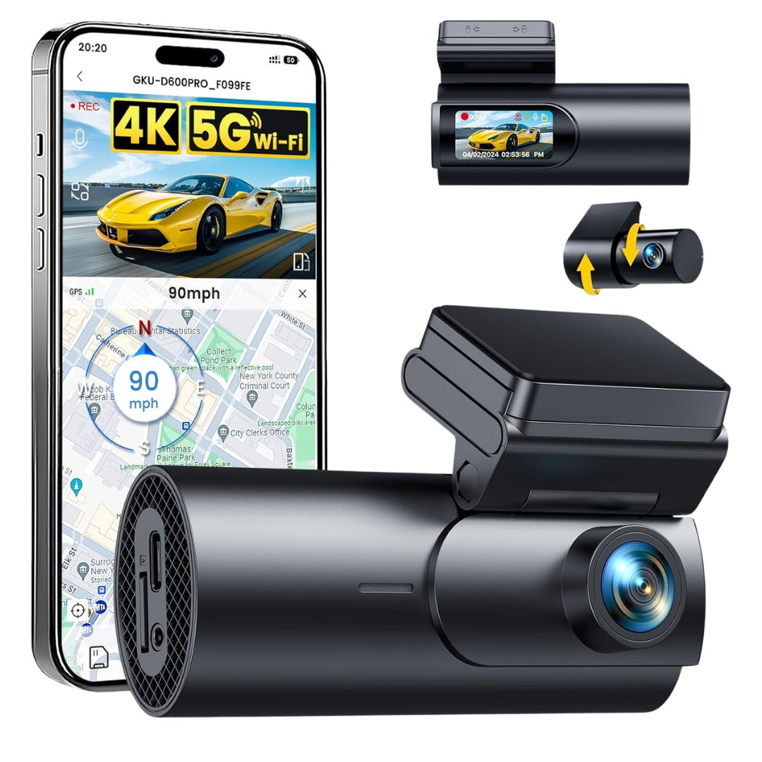 4K+1080P 5.8GHz WiFi & GPS Dash Camera