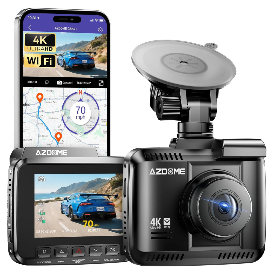 AZDOME 4K WiFi 6 Dash Cam With STARVIS Night Vision