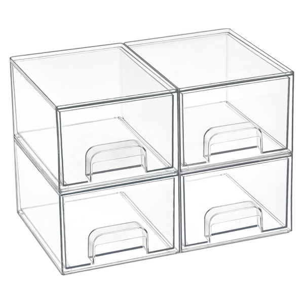 4-Pack Vtopmart 4.4'' Tall Clear Stackable Storage Drawers