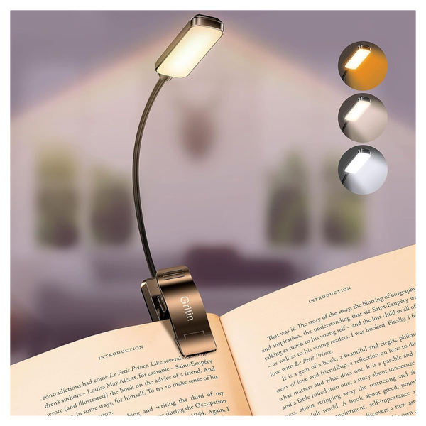 Gritin 9 LED 3 Color Rechargeable Book Light