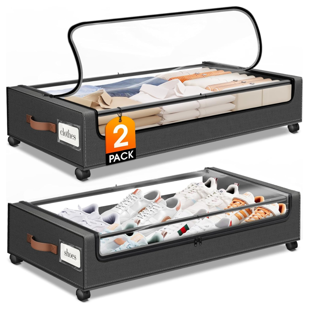 2-Pack SpaceHacks Under Bed Storage With Wheels