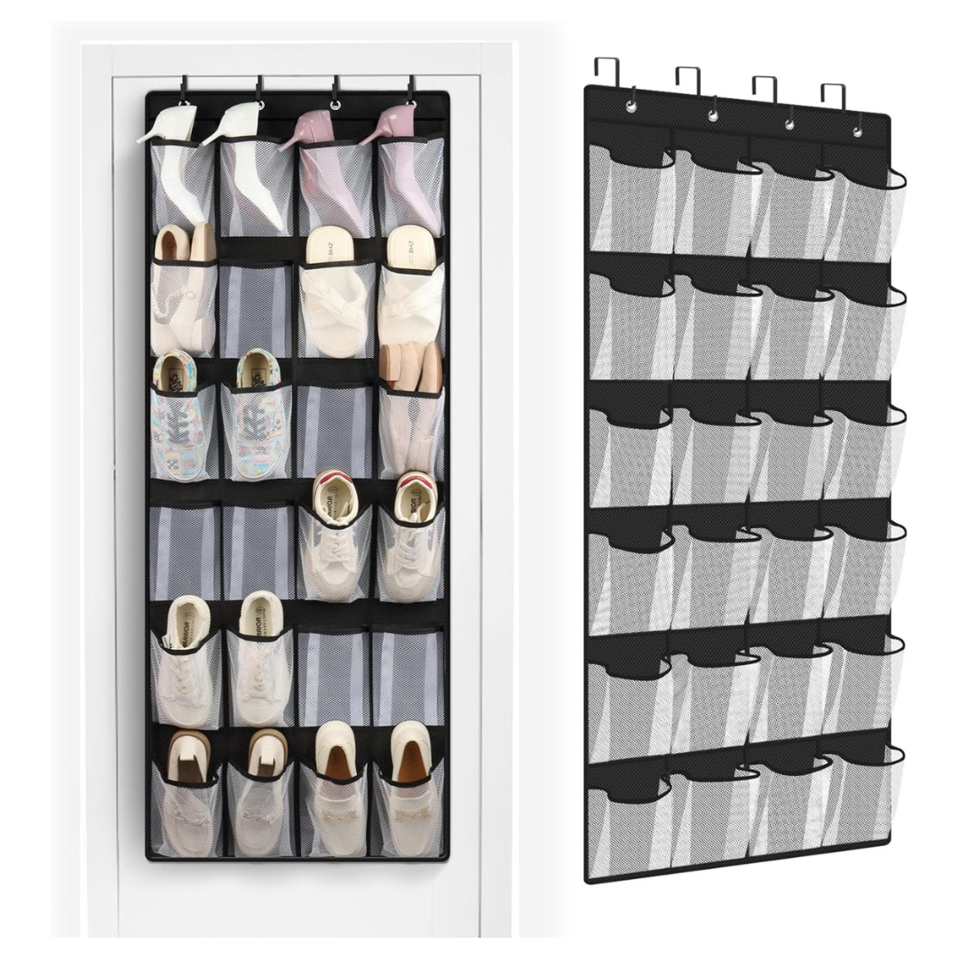 24 Large Pockets Over Door Shoe Organizer