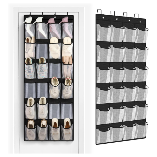 24 Large Pockets Over Door Shoe Organizer