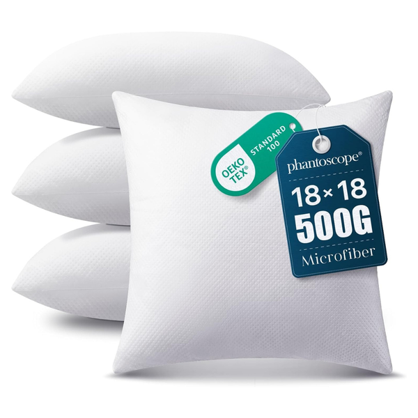 4-Pack 18" x 18" Microfiber Pillow Inserts