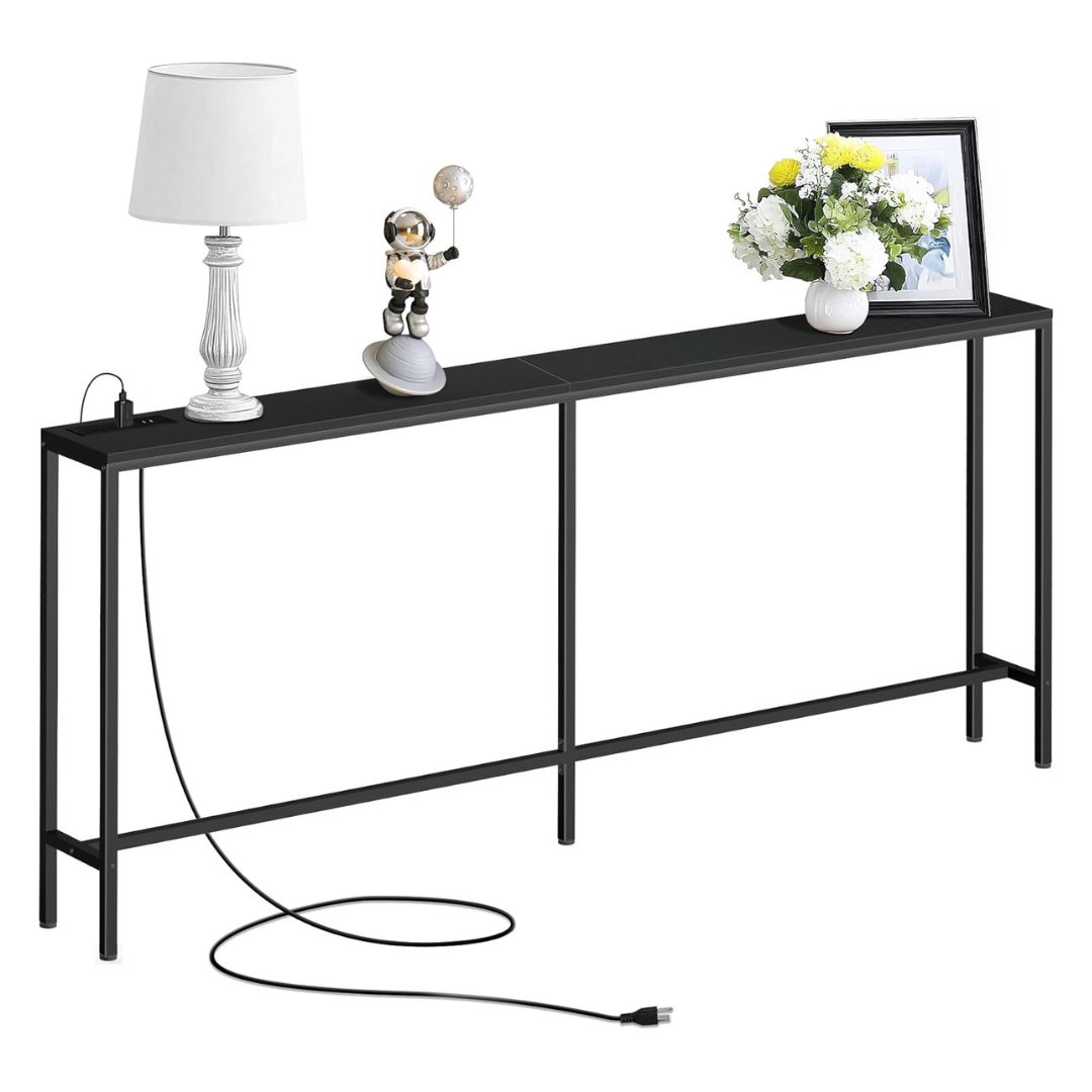 70'' Console Long Sofa Table With Power Outlet