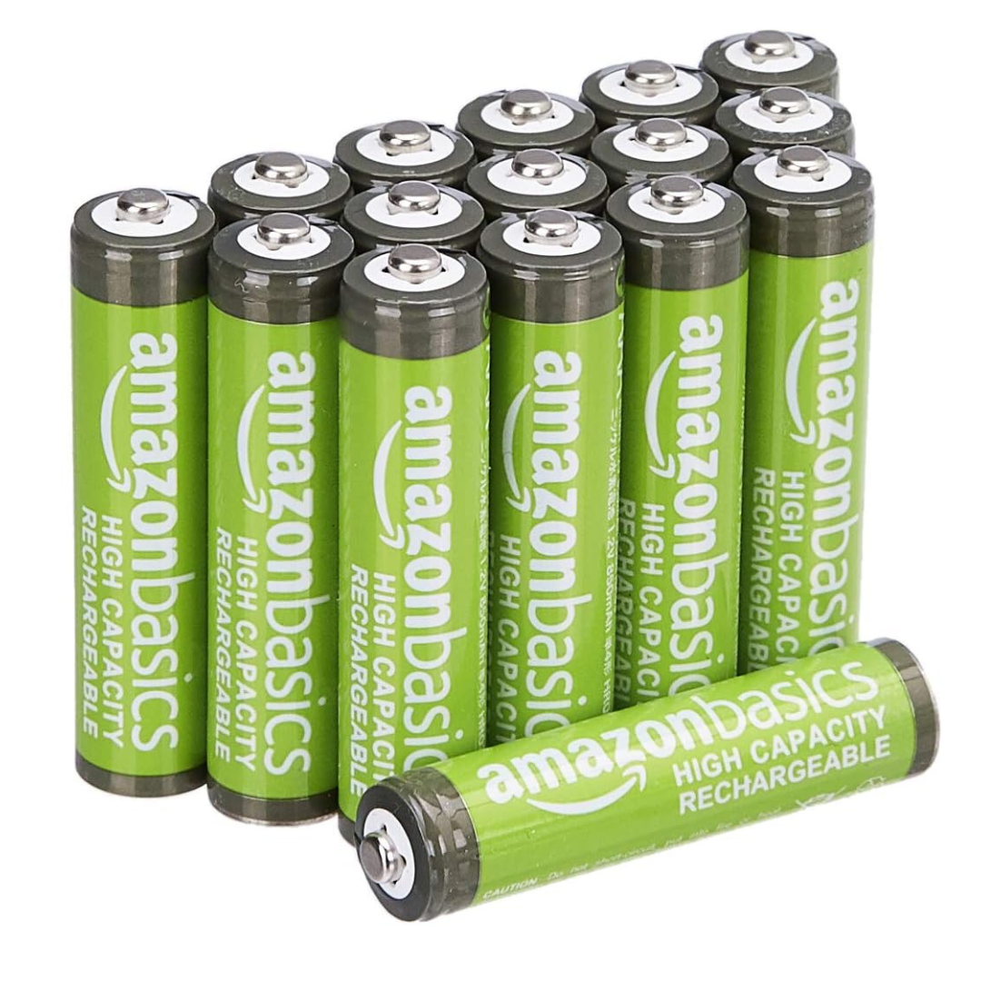 16-Pack Amazon Basics AAA NiMH 850mAh Rechargeable Batteries