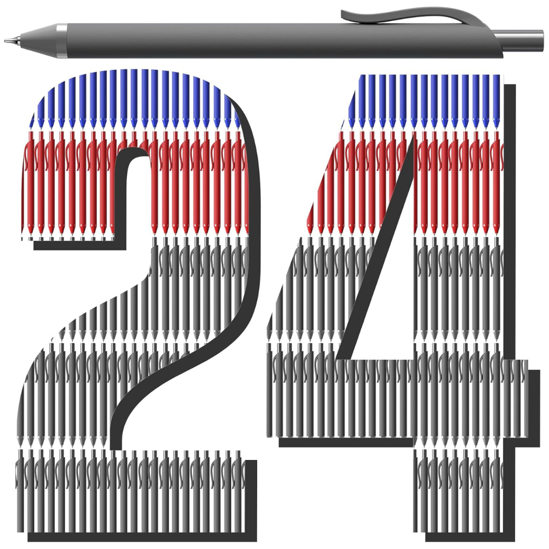 24-Count Retractable Smooth Writing Pens
