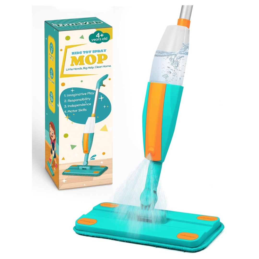 Kids Spray Mop With Real Sprayer And Washable Microfiber Pads