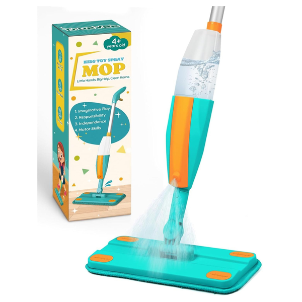 Kids Spray Mop With Real Sprayer And Washable Microfiber Pads