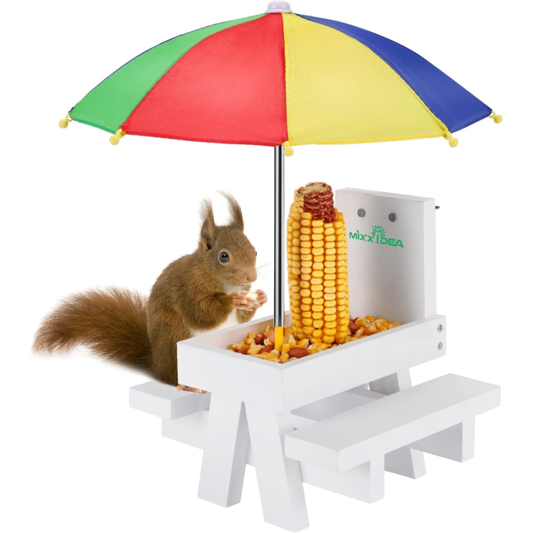 MIXXIDEA Squirrel Feeder Table with Umbrella