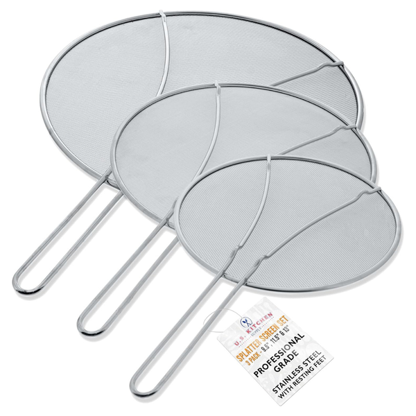 Set Of 3 U.S. Kitchen Supply Stainless Steel Splatter Screen