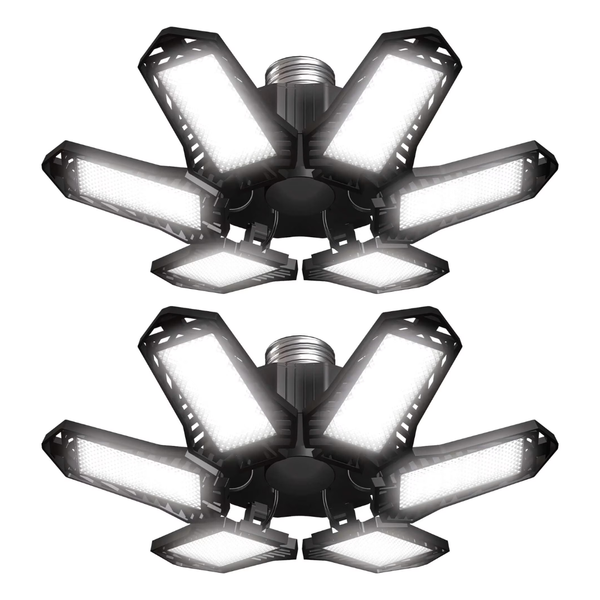 2-Pack Sentryse LED Garage Lights W/ 6 Adjustable Panels