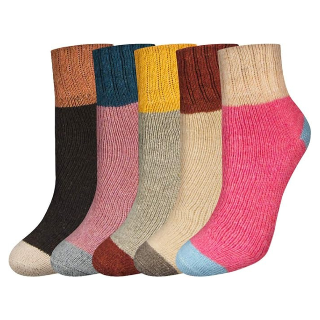 5-Pairs Women's Warm Thick Soft Wool Cozy Crew Socks (Multicolor)