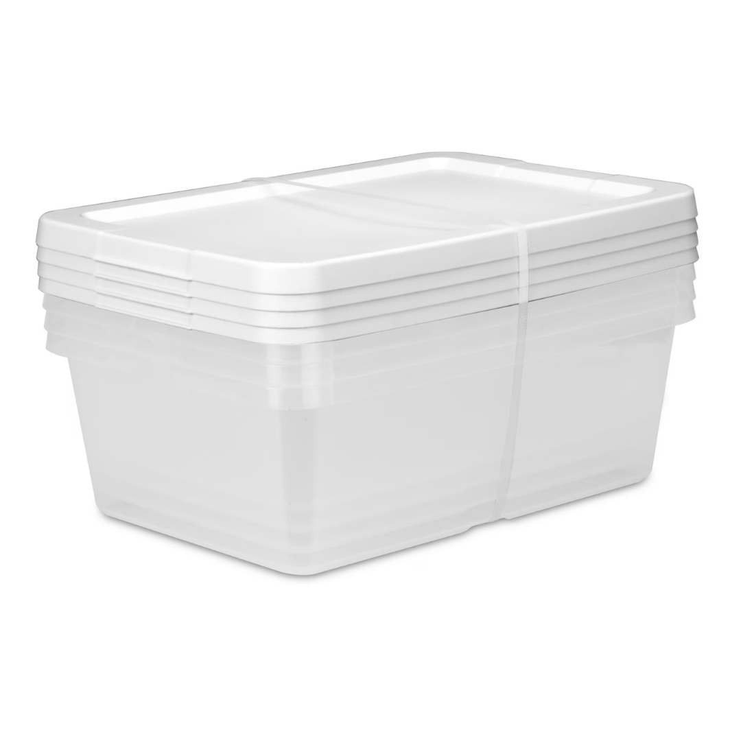 4-Pack 12 Quart Sterilite Small Storage Bin With Snap-On Lid