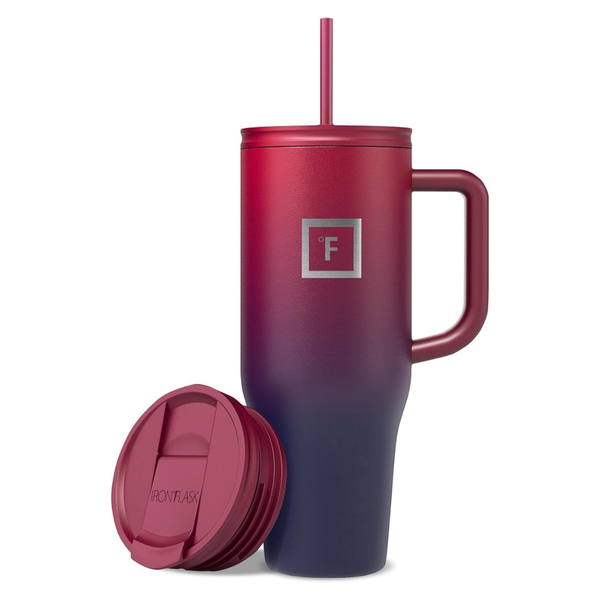 40oz IRON FLASK Co-Pilot Insulated Travel Mug W/ Straw & Lids