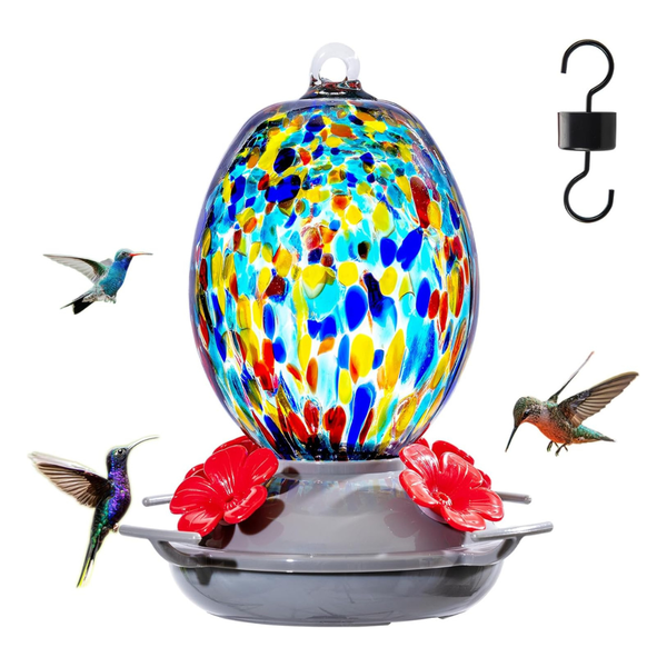 19oz Muse Garden Glass Hummingbird Outdoor Feeder
