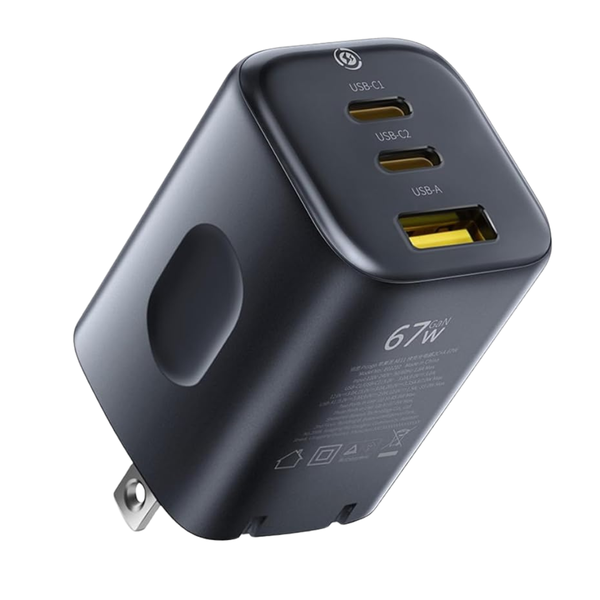 67W Baseus PICOGO 3-Port USB-C Wall Charger W/ Foldable Plug