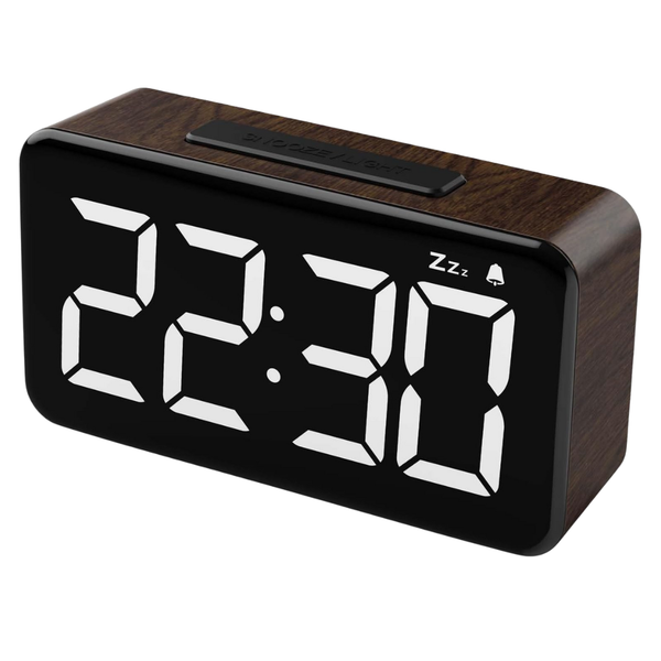 Wood Grain Desk Digital Alarm Clock With 5.9" LED Display
