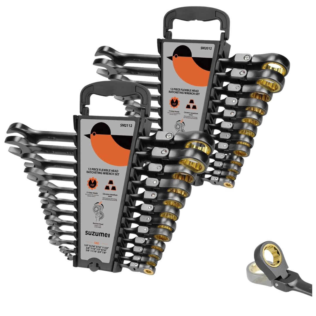 24-Piece Suzume Metric And SAE Flex Head Ratcheting Wrench Set