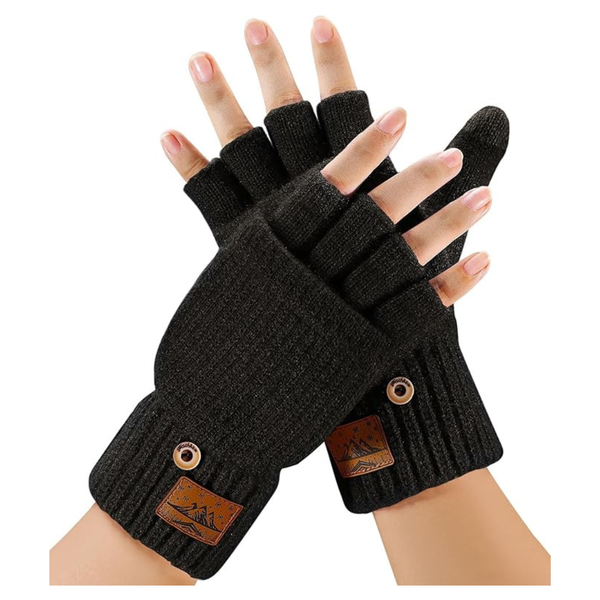 Unisex Winter Fingerless Gloves With Flip