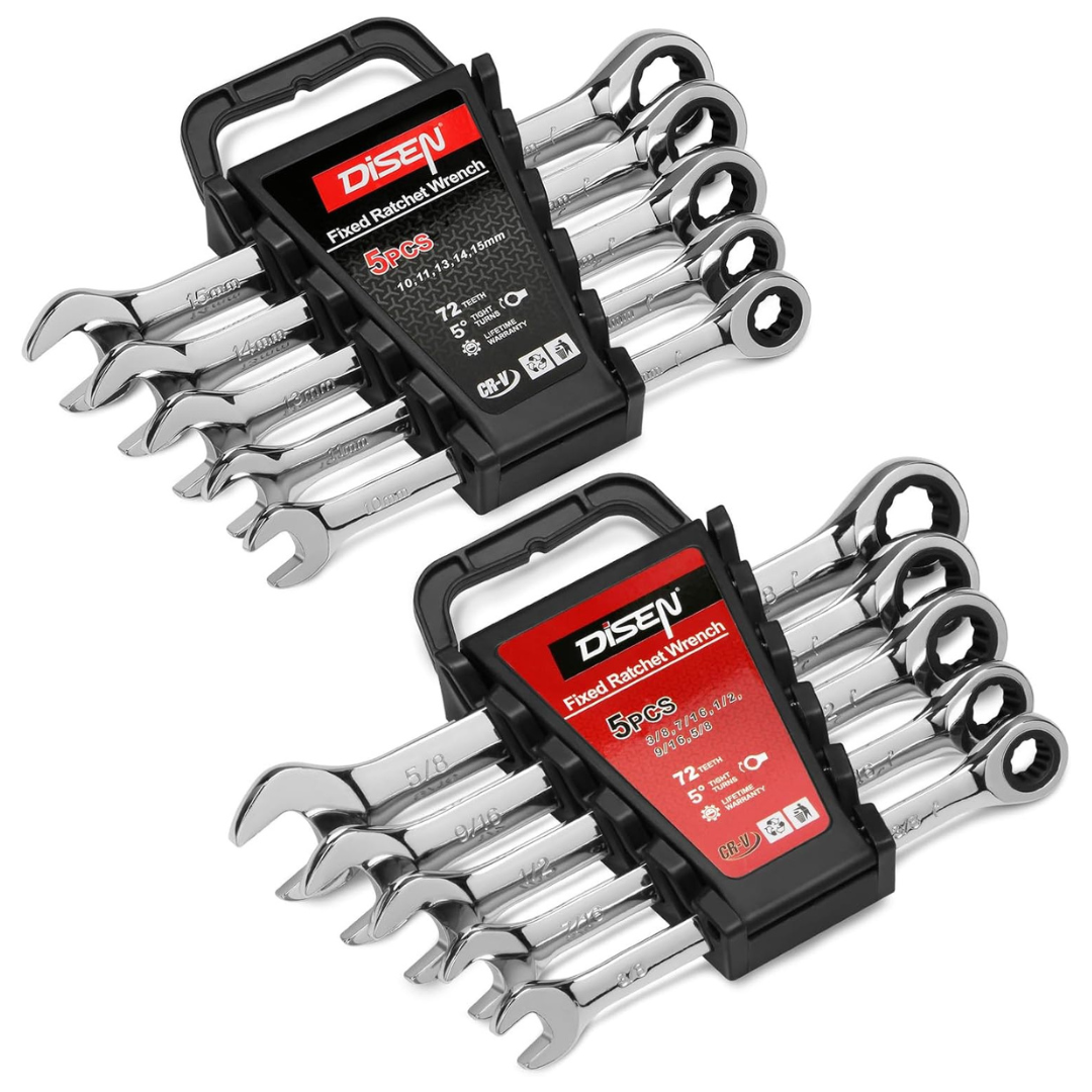 10-Piece DISEN Ratcheting Wrench Set SAE & Metric Ratchet Wrench Set